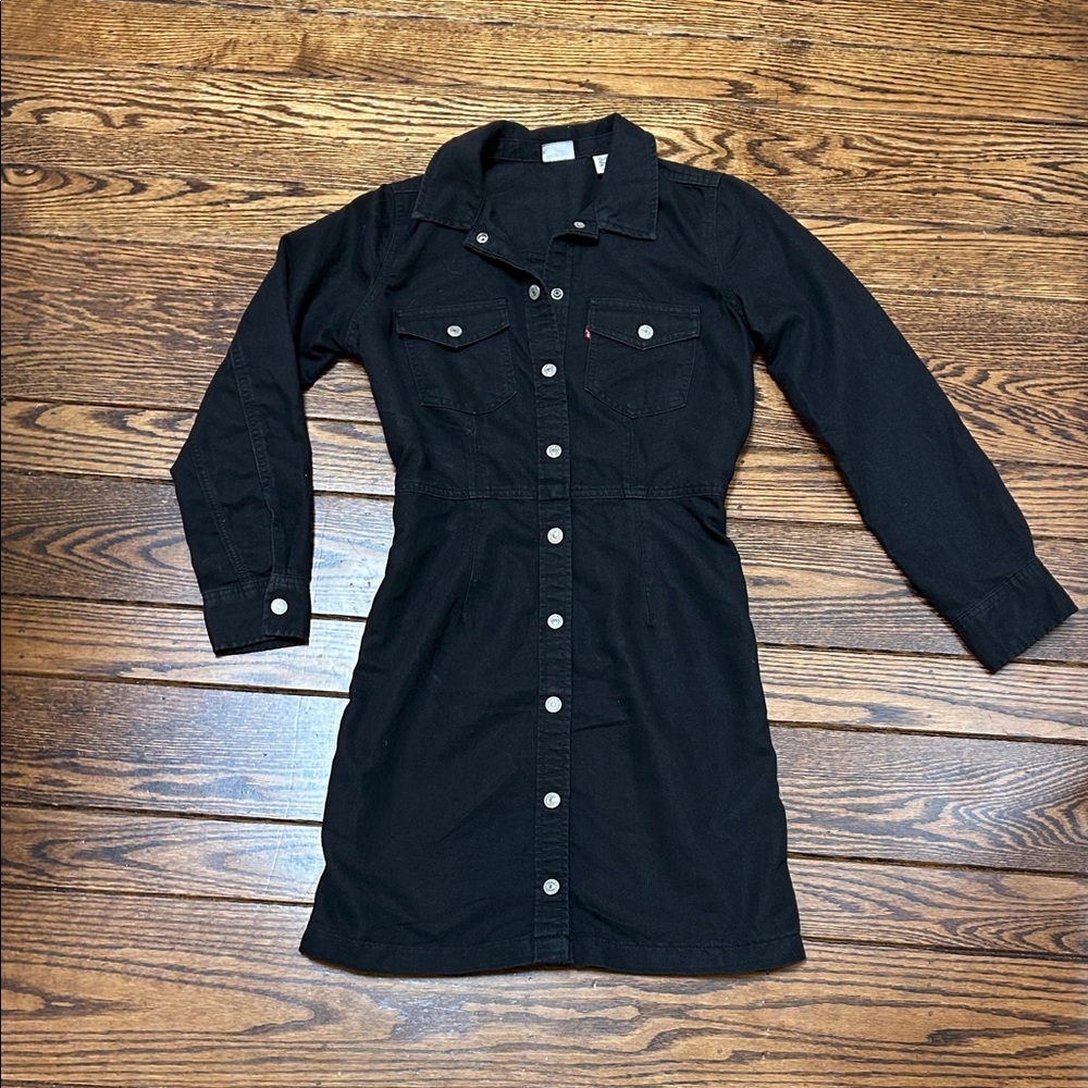 Levi's Black Long Sleeve Denim Dress